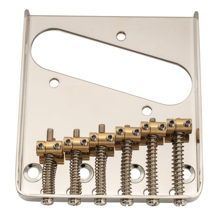 Puente de guitarra Musiclily Pro de 54 mm estilo vintage con cuerpo de latón de 6 selletas y placa de acero para guitarras eléctricas Squier y Tele importadas.