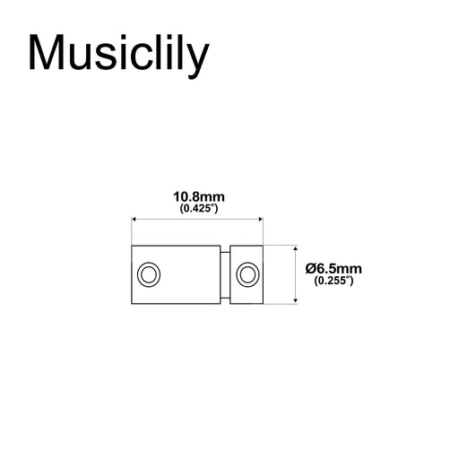 Dimensions of musiclily pro 10 8mm small barrel steel saddle for fender squier tele style electric guitar mx2612 6p
