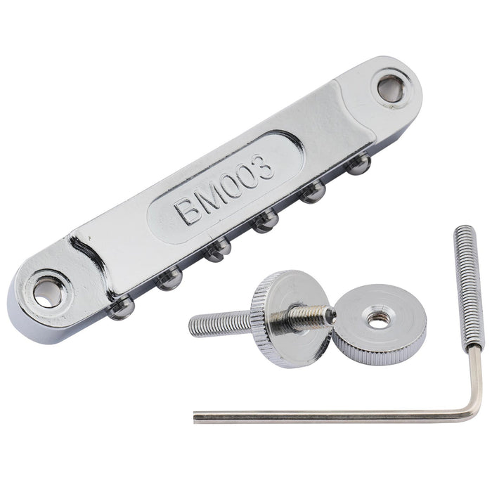 musiclily pro 10 4mm roller saddle bridge abr tune o matic bridge with m4 post for lp style electric guitar mx2617p, gold