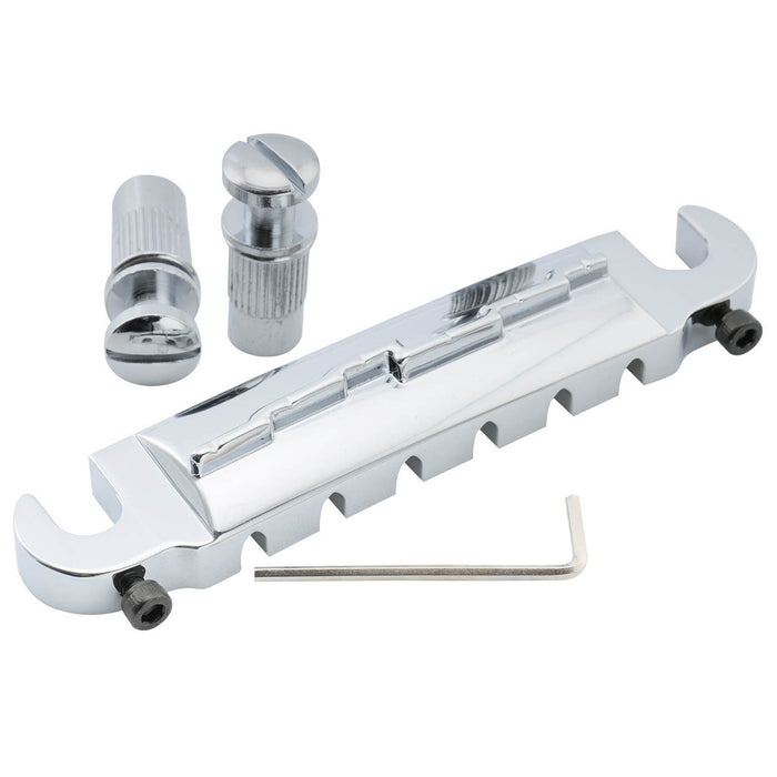 musiclily pro 52 5mm pre set intonation wraparound bridge tailpiece for epiphone lp junior style guitar mx2620p, chrome