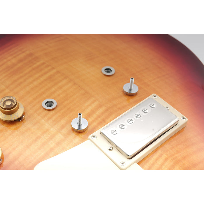 musiclily pro metric sized abr 1 style tune o matic bridge m4 mounting post and thumbwheel sets for epiphone lp style guitar mx2623 2p, chrome