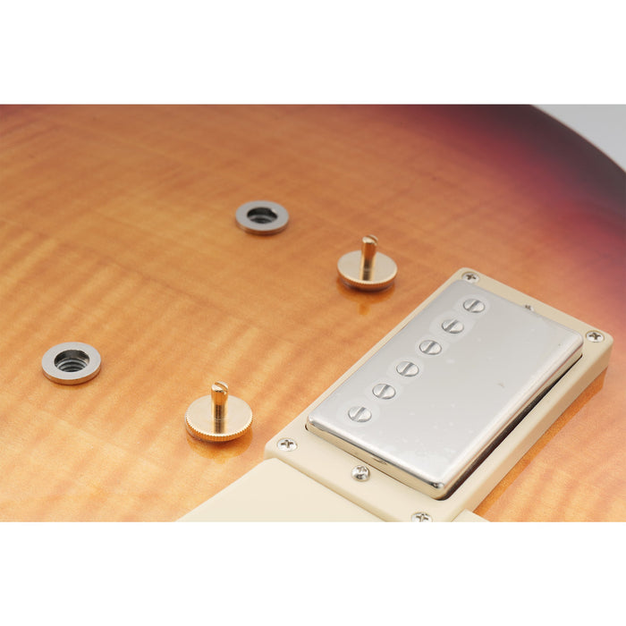 Musiclily Pro ミリ規格 NashvilleナッシュビルTune-o-maticブリッジ取り付け用M4スタッドとブッシング Epiphone LPエレキギター用 ブラック(2個セット)