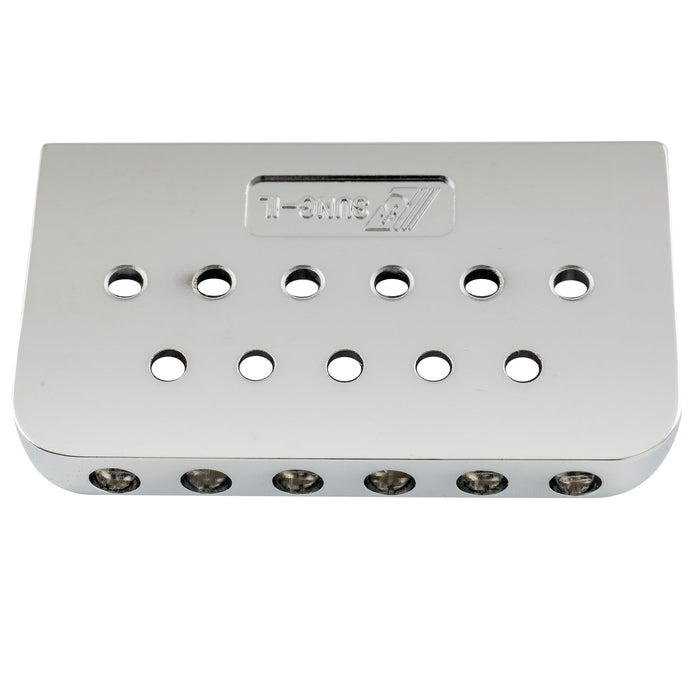 musiclily pro 52 5mm2 1 16 inch string spacing modern style saddle hardtail fixed bridge non tremolo bridge for strat tele style electric guitar mx2625p, chrome