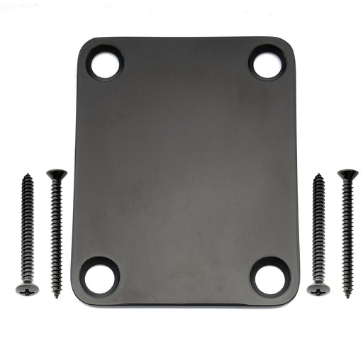 musiclily pro heavy duty steel rectangle neck plate 4 hole neck joint board for guitar bass mx2630p, black