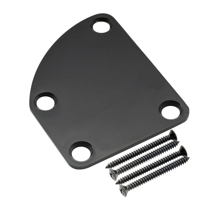 ミュージックリリー プロ ヘビーデューティ スチール カーブドカットアウェイ セミラウンドネック プレート 4ホールネックジョイントボード ギター・ベース用