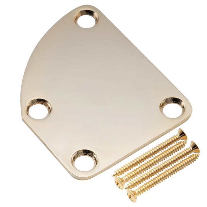 ミュージックリリー プロ ヘビーデューティ スチール カーブドカットアウェイ セミラウンドネック プレート 4ホールネックジョイントボード ギター・ベース用