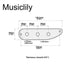 Dimensions of musiclily pro steel 3 hole bass control plate for vintage pb tele bass style electric bass mx2639p