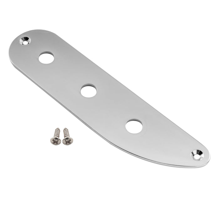 musiclily pro steel 3 hole bass control plate for vintage pb tele bass style electric bass mx2639p, chrome
