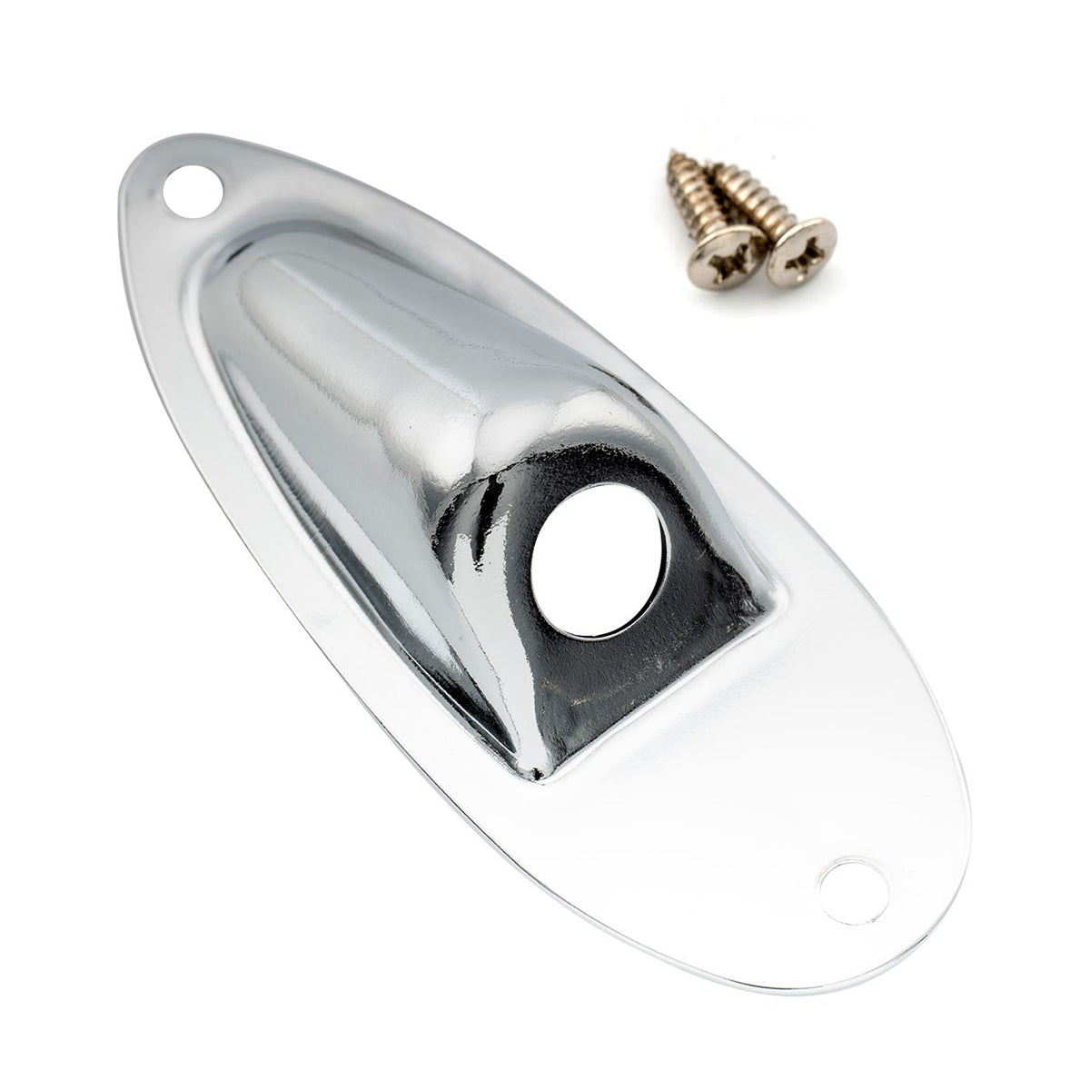 Placa de soquete de jack em forma de barco de aço Musiclily Pro com furo de 10mm para guitarra elétrica estilo Strat