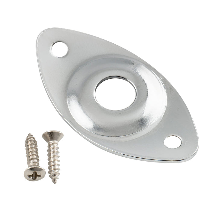 ミュージックリリー プロ スチール カーブド リセスド オーバル フットボールシェイプ ギタージャックプレート 用エレキギター ベース 