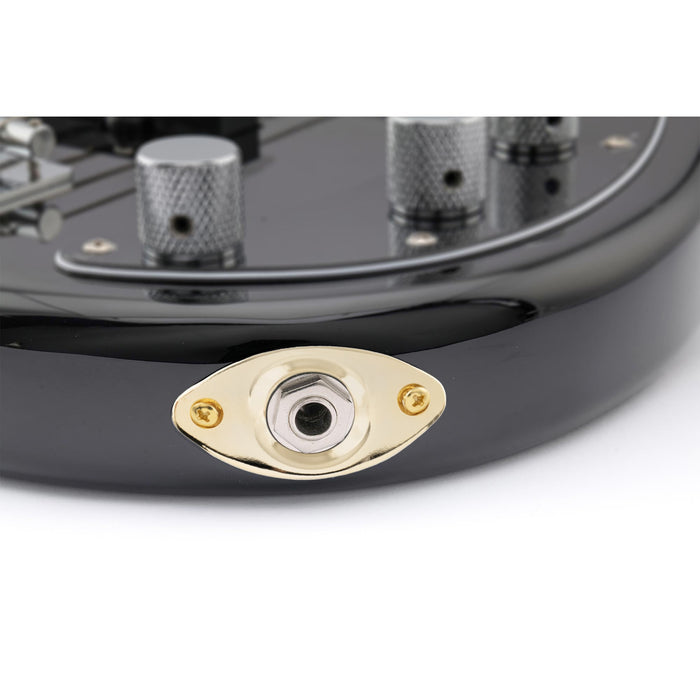 ミュージックリリー プロ スチール カーブド リセスド オーバル フットボールシェイプ ギタージャックプレート 用エレキギター ベース 