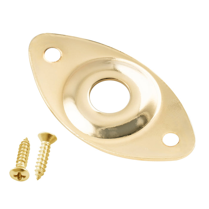 ミュージックリリー プロ スチール カーブド リセスド オーバル フットボールシェイプ ギタージャックプレート 用エレキギター ベース 