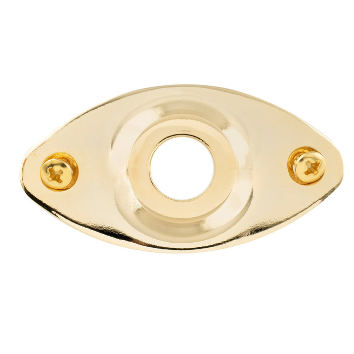 ミュージックリリー プロ スチール カーブド リセスド オーバル フットボールシェイプ ギタージャックプレート 用エレキギター ベース 