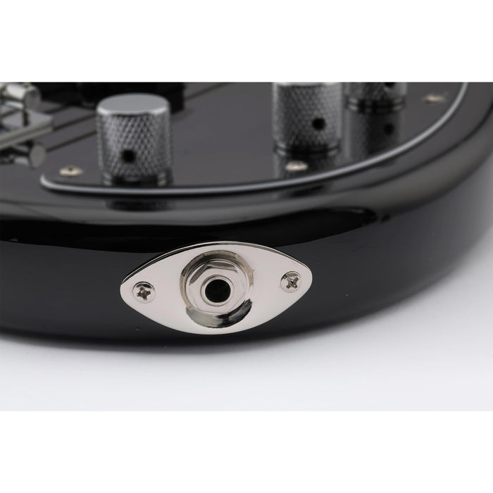 ミュージックリリー プロ スチール カーブド リセスド オーバル フットボールシェイプ ギタージャックプレート 用エレキギター ベース 