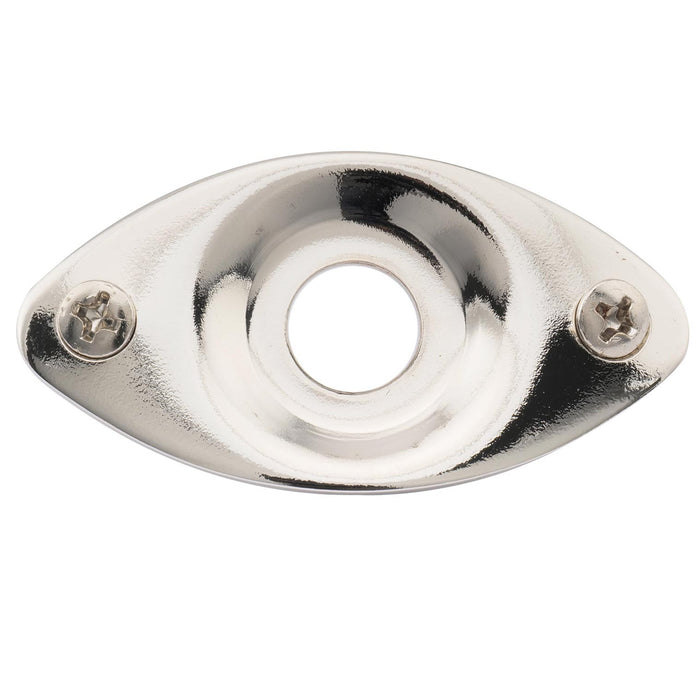 ミュージックリリー プロ スチール カーブド リセスド オーバル フットボールシェイプ ギタージャックプレート 用エレキギター ベース 