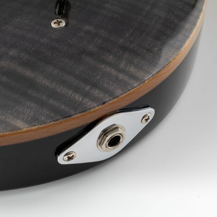 ミュージックリリー プロ スチール カーブド ダイヤモンド ジャックソケットプレート 9.6mm ホール 電気ギターベース用 