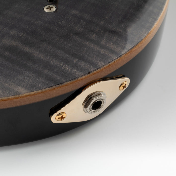 ミュージックリリー プロ スチール カーブド ダイヤモンド ジャックソケットプレート 9.6mm ホール 電気ギターベース用 