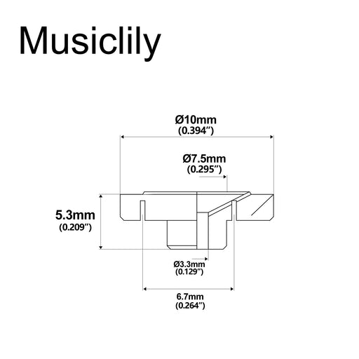 Dimensions of musiclily pro vintage style steel 10mm round slotted string retainer guide tree for tele style guitar mx2712p