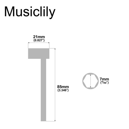 Dimensions of musiclily pro 7mm steel hex box wrench guitar truss rod adjustment wrench for prs jackson ibanez style guitar mx2726nk