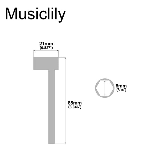 Dimensions of musiclily pro 8mm steel hex box wrench guitar truss rod adjustment wrench for esp guitar mx2729nk