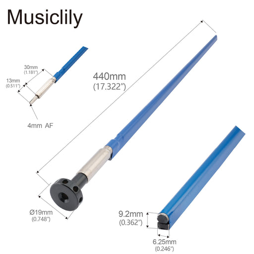 Dimensions of musiclily pro dual action screwed spoke wheel guitar truss rod 440mm 460mm mx2732a