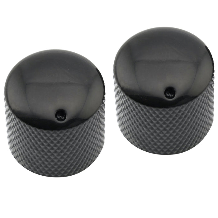 Musiclily Pro Grob 18 - Splines Stahlkuppel-Push - on - Steuerknopf mit Indikatorpunkt für importierte Gitarren und Bässe, Set von 2