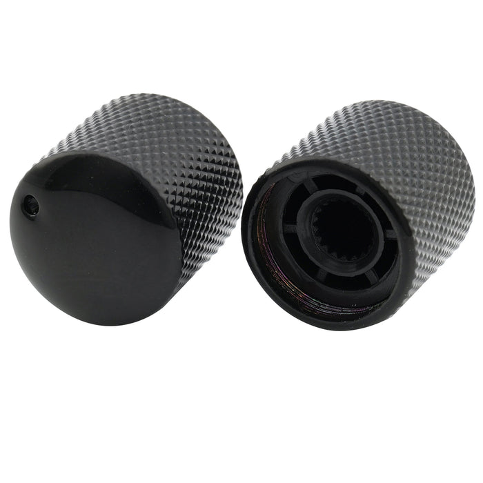 Musiclily Pro Grob 18 - Splines Stahlkuppel-Push - on - Steuerknopf mit Indikatorpunkt für importierte Gitarren und Bässe, Set von 2