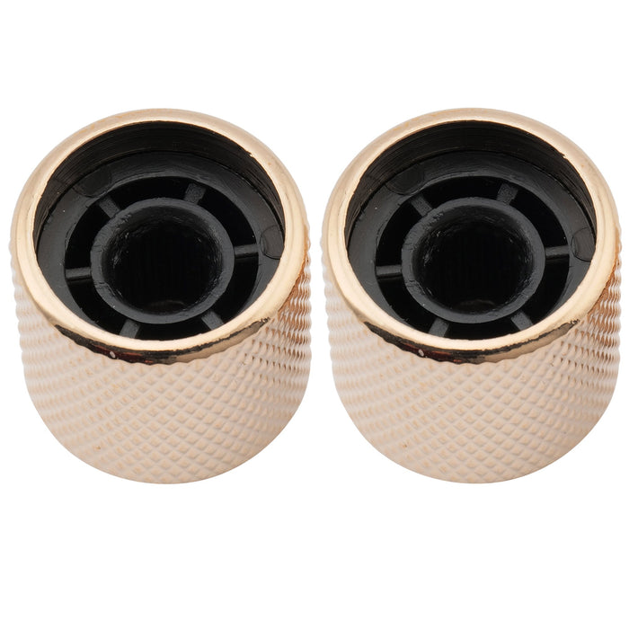 Musiclily Pro Grob 18 - Splines Stahlkuppel-Push - on - Steuerknopf mit Indikatorpunkt für importierte Gitarren und Bässe, Set von 2