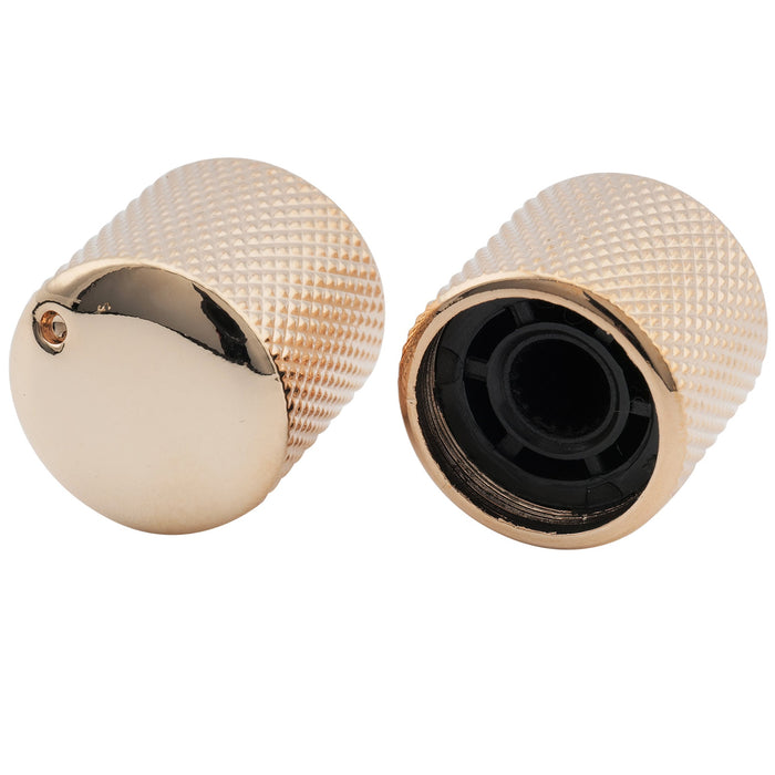 Musiclily Pro Grob 18 - Splines Stahlkuppel-Push - on - Steuerknopf mit Indikatorpunkt für importierte Gitarren und Bässe, Set von 2