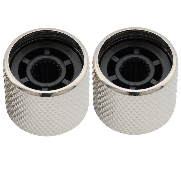 Musiclily Pro Grob 18 - Splines Stahlkuppel-Push - on - Steuerknopf mit Indikatorpunkt für importierte Gitarren und Bässe, Set von 2