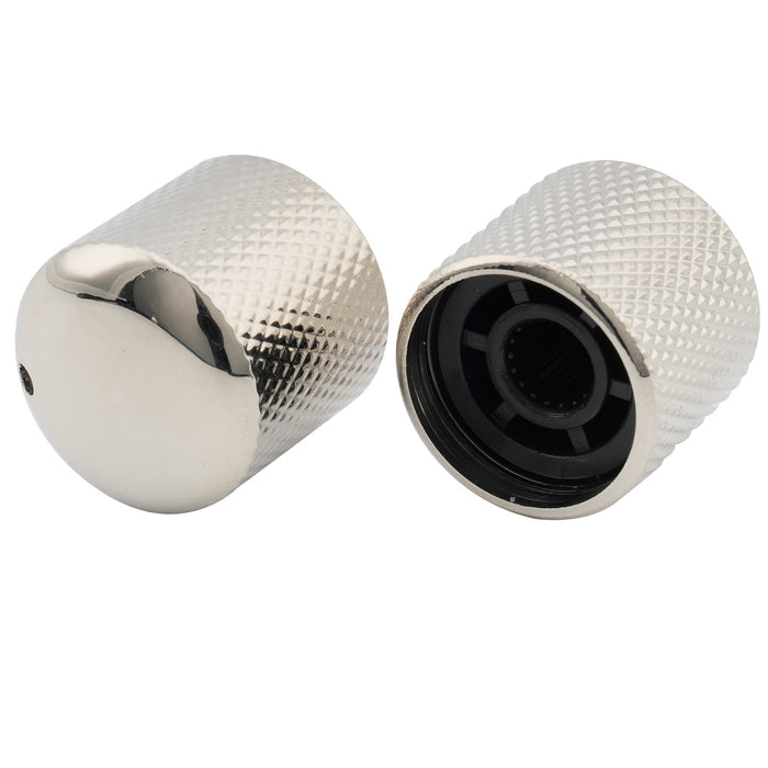 Musiclily Pro Grob 18 - Splines Stahlkuppel-Push - on - Steuerknopf mit Indikatorpunkt für importierte Gitarren und Bässe, Set von 2