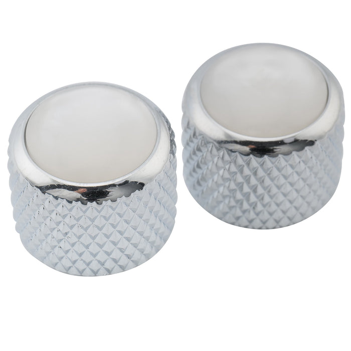 Musiclily Pro Grob 18 Gewinde Stahlkuppel Perlmutt-Oberteil Aufsteckreglerknopf für importierte Gitarren und Bässe, Set von 2
