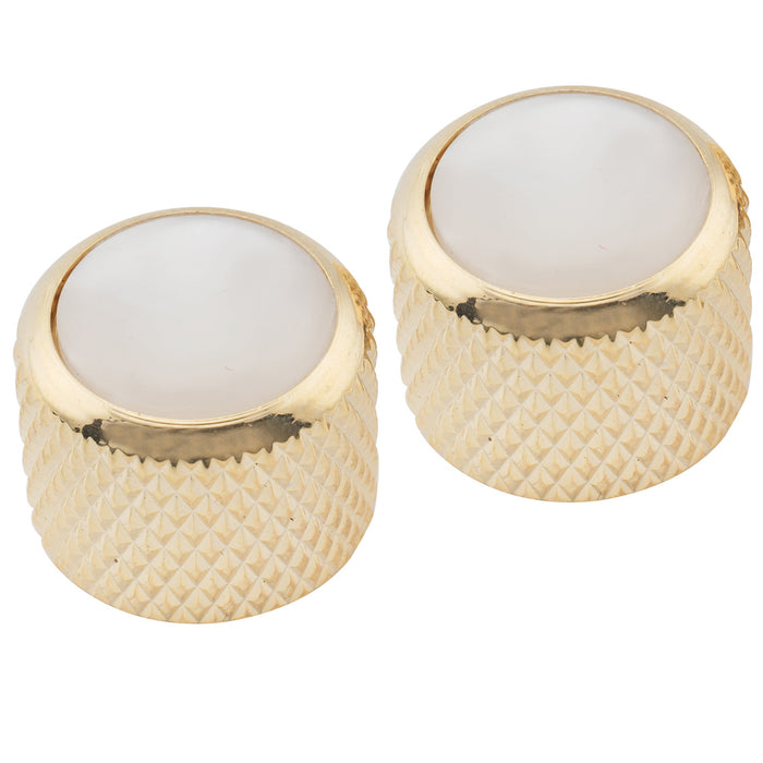 Musiclily Pro Grob 18 Gewinde Stahlkuppel Perlmutt-Oberteil Aufsteckreglerknopf für importierte Gitarren und Bässe, Set von 2