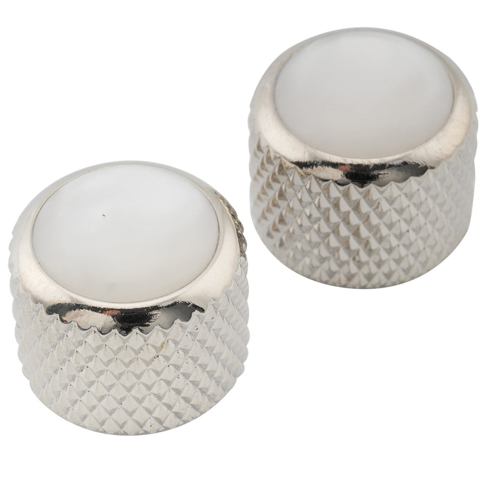 Musiclily Pro Grob 18 Gewinde Stahlkuppel Perlmutt-Oberteil Aufsteckreglerknopf für importierte Gitarren und Bässe, Set von 2
