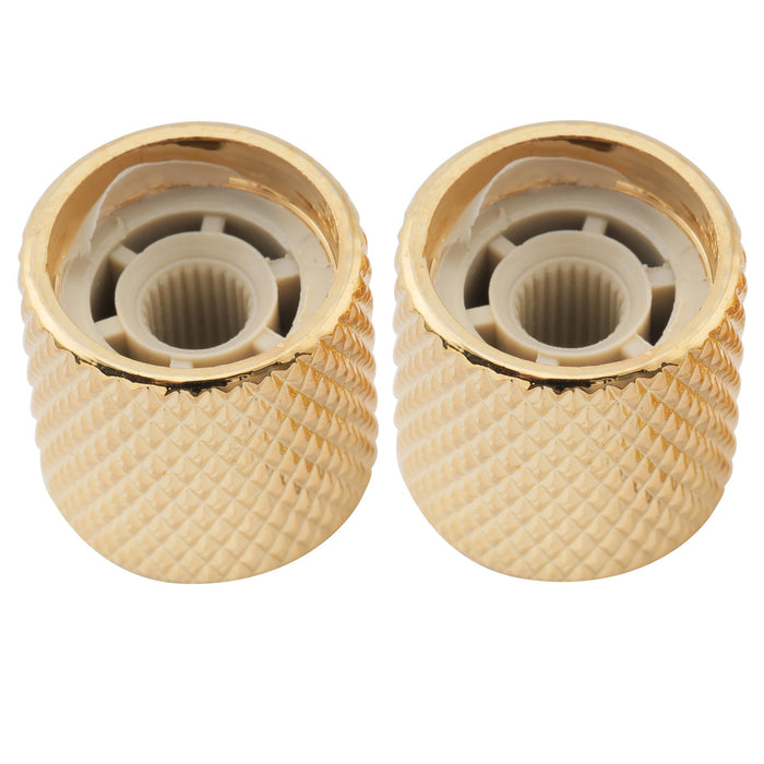 Musiclily Pro Fein 24 Splines Stahl Flat Top Push-on Steuerknopf 19 mm für in den USA hergestellte Gitarren- und Bass-Potentiometer, Set von 2