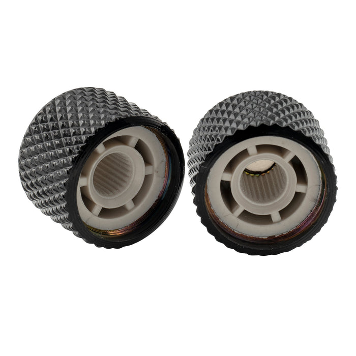 Musiclily Pro Fein 24 Splines Stahlkuppel Perlmutt-Oberfläche Push-on Steuerknöpfe 19*16,5mm für in den USA hergestellte Gitarren- und Bass-Potentiometer, Set von 2