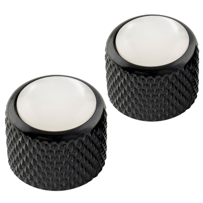 Musiclily Pro Fein 24 Splines Stahlkuppel Perlmutt-Oberfläche Push-on Steuerknöpfe 19*16,5mm für in den USA hergestellte Gitarren- und Bass-Potentiometer, Set von 2