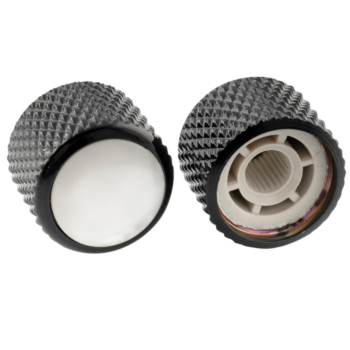 Musiclily Pro Fein 24 Splines Stahlkuppel Perlmutt-Oberfläche Push-on Steuerknöpfe 19*16,5mm für in den USA hergestellte Gitarren- und Bass-Potentiometer, Set von 2