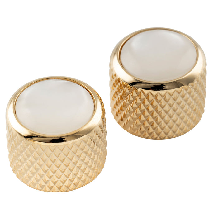 Musiclily Pro Fein 24 Splines Stahlkuppel Perlmutt-Oberfläche Push-on Steuerknöpfe 19*16,5mm für in den USA hergestellte Gitarren- und Bass-Potentiometer, Set von 2