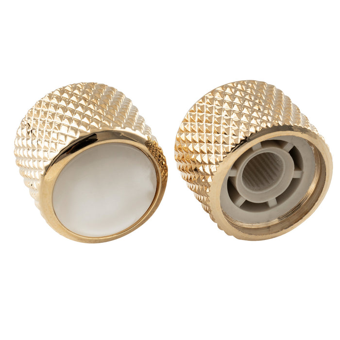 Musiclily Pro Fein 24 Splines Stahlkuppel Perlmutt-Oberfläche Push-on Steuerknöpfe 19*16,5mm für in den USA hergestellte Gitarren- und Bass-Potentiometer, Set von 2