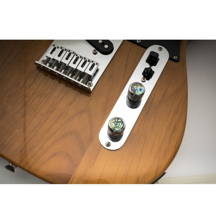 Musiclily Pro Fein 24-Zähnige Stahlkuppel mit Abalone -Oberfläche, Push-on-Reglerknopf für amerikanische Gitarren- und Bass-Potentiometer 19x16,5 mm, Set von 2