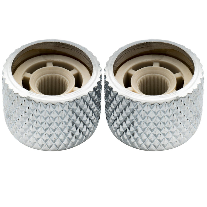 Musiclily Pro Fein 24-Zähnige Stahlkuppel mit Abalone -Oberfläche, Push-on-Reglerknopf für amerikanische Gitarren- und Bass-Potentiometer 19x16,5 mm, Set von 2