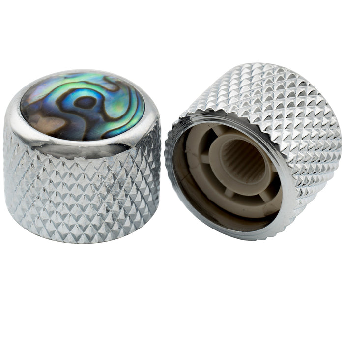 Musiclily Pro Fein 24-Zähnige Stahlkuppel mit Abalone -Oberfläche, Push-on-Reglerknopf für amerikanische Gitarren- und Bass-Potentiometer 19x16,5 mm, Set von 2