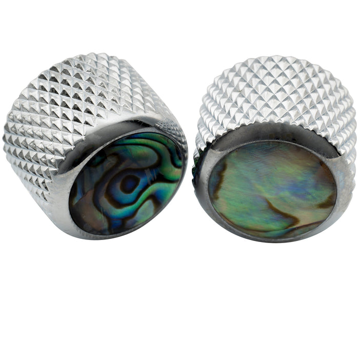 Musiclily Pro Fein 24-Zähnige Stahlkuppel mit Abalone -Oberfläche, Push-on-Reglerknopf für amerikanische Gitarren- und Bass-Potentiometer 19x16,5 mm, Set von 2