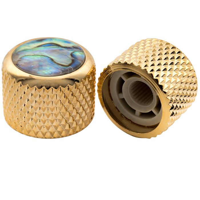 Musiclily Pro Fein 24-Zähnige Stahlkuppel mit Abalone -Oberfläche, Push-on-Reglerknopf für amerikanische Gitarren- und Bass-Potentiometer 19x16,5 mm, Set von 2