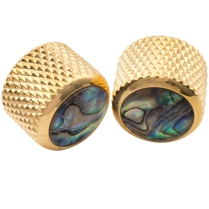 Musiclily Pro Fein 24-Zähnige Stahlkuppel mit Abalone -Oberfläche, Push-on-Reglerknopf für amerikanische Gitarren- und Bass-Potentiometer 19x16,5 mm, Set von 2