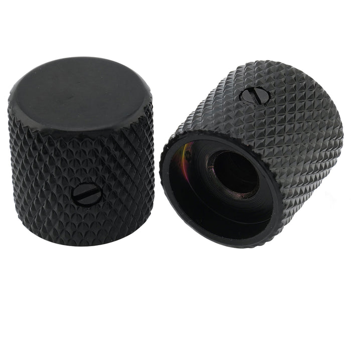 Musiclily Pro 1/4インチ 鋼製 フラットトップ 通用コントロールノブ つまみ 止めネジ付き エレキギターやベース用 ブラック(2個セット)