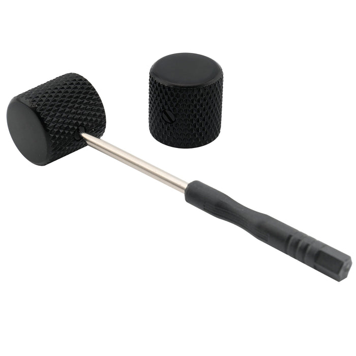 Musiclily Pro 1/4インチ 鋼製 フラットトップ 通用コントロールノブ つまみ 止めネジ付き エレキギターやベース用 ブラック(2個セット)