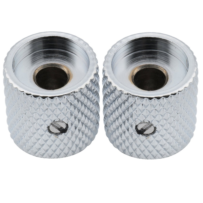 Musiclily Pro 1/4インチ 鋼製 フラットトップ 通用コントロールノブ つまみ 止めネジ付き エレキギターやベース用 ブラック(2個セット)