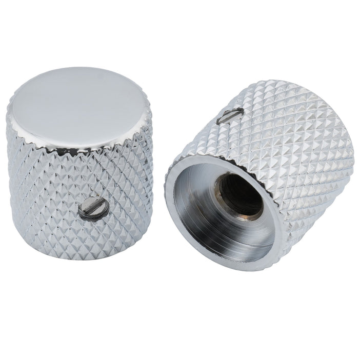 Musiclily Pro 1/4インチ 鋼製 フラットトップ 通用コントロールノブ つまみ 止めネジ付き エレキギターやベース用 ブラック(2個セット)